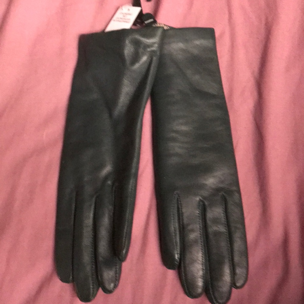 Dark green leather driving gloves